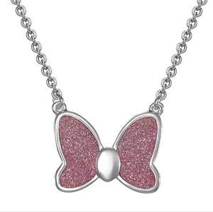 Disney's Minnie Plated Brass with Glitter Bow Necklace Mickey 90th Anniversary